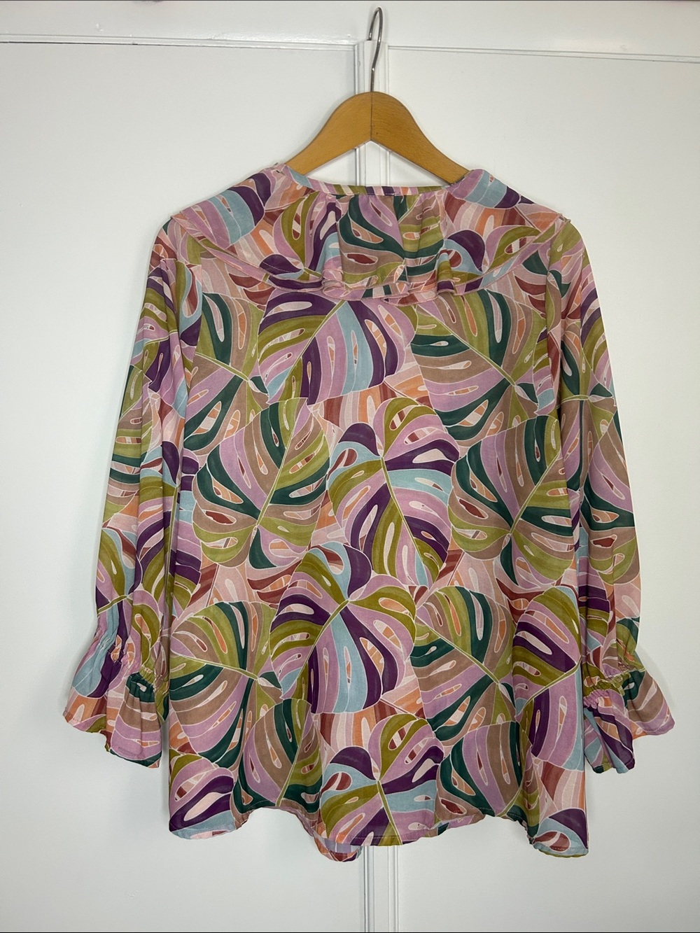 Democracy Monstera Leaf Ruffle Blouse - Picture 7 of 7